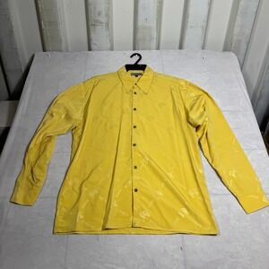 Lavana USA Mens Button-Up Shirt Yellow All Over Horse Print Long Sleeve Size L